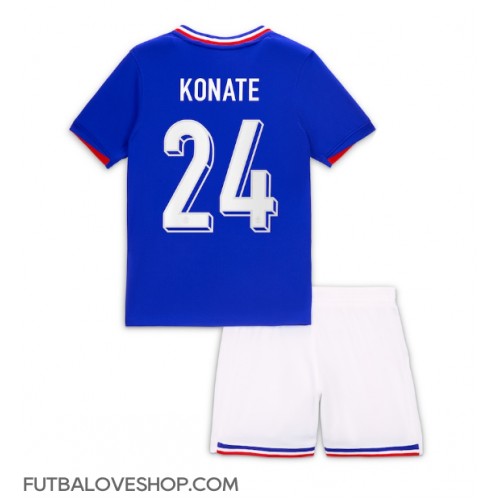 Dres Francúzsko Ibrahima Konate #24 Domáci pre deti ME 2024 Krátky Rukáv (+ trenírky)